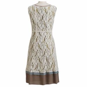 SUNDANCE Boho Ivory Lace Silk Trim Sleeveless A-Line Orly Dress 6